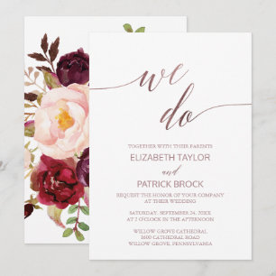 Elegant Guld Calligraphy Blommigt Vi gör Bröllop Inbjudningar