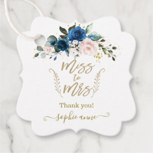 Elegant Guld Calligraphy Blue Blommigt Möhippa Gåvor Etiketter