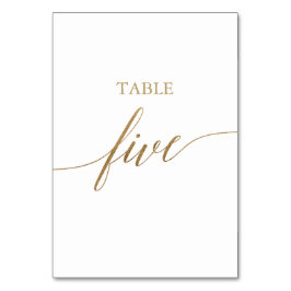 Elegant Guld Calligraphy Bord Fem Bordsnumret Bordsnummer