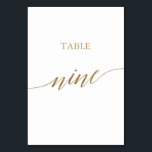 Elegant Guld Calligraphy Bord Nine Bordsnummer<br><div class="desc">Det här guld-kalligrafin bord nio-bordsnumret i elegant är perfekt för ett enkelt bröllop. Neutraltens utformning har ett minimalistiskt kort som är dekorerat med romantisk och vismisk faux-folie guld typografi. Kortet skrivs ut på framsidan och baksidan (dubblan). Andra bordsnummer i samlingen säljs separat. Obs! Den här designen har inte äkta guld-folie....</div>