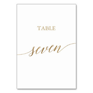 Elegant Guld Calligraphy Bord Seven Bordsnummer