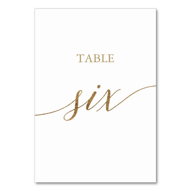 Elegant Guld Calligraphy Bord Sex Bordsnummer (Framsidan)