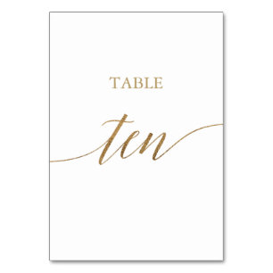 Elegant Guld Calligraphy Bord Ten Bordsnummer