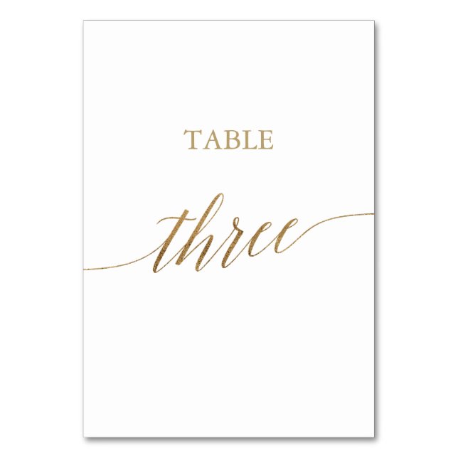 Elegant Guld Calligraphy Bord Three Bordsnummer (Framsidan)