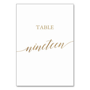 Elegant Guld Calligraphy Bordsnummer Nitten