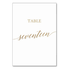 Elegant Guld Calligraphy Bordsnummer Seventeen