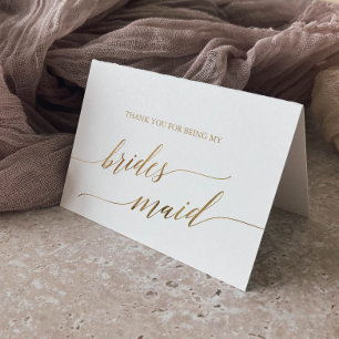 Elegant Guld Calligraphy Bridesmaid Tack Kort