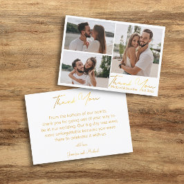 elegant guld calligraphy bröllop 3 fotocollage tack kort