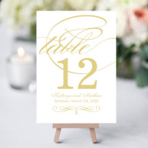 Elegant Guld Calligraphy Bröllop Bordsnummer