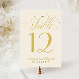 Elegant Guld Calligraphy Bröllop Bordsnummer