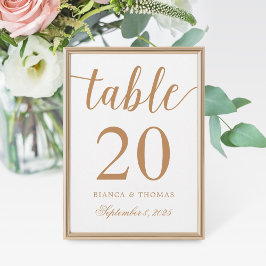 Elegant Guld Calligraphy Bröllop Bordsnummer
