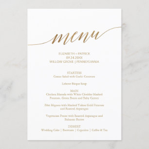 Elegant Guld Calligraphy Bröllop Menu Bord Sign Inbjudningar