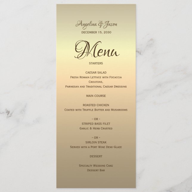 Elegant Guld Calligraphy Bröllop Menu Meny (Framsida)
