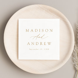 Elegant Guld Calligraphy Bröllop Pappersservett