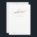 Elegant Guld Calligraphy Bröllop Rådkort<br><div class="desc">Det här guld-telefonjokertecknet för kalligrafi i bröllop är perfekt för ett enkelt bröllop och kan användas för alla händelser. Neutraltens utformning har ett minimalistiskt kort som är dekorerat med romantisk och vismisk faux-folie guld typografi. Dessa rådgivningskort kan användas som ett alternativ till en gästbok för bröllopsmottagning, möhippa, babydusch eller studentfest....</div>