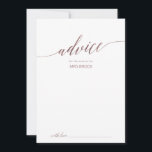 Elegant Guld Calligraphy Bröllop Rådkort<br><div class="desc">Det här telefonjokertecknet för ro guld i elegant är perfekt för ett enkelt bröllop och kan användas för alla händelser. Den rosan har en minimalistisk poster som är dekorerad med romantisk och vismisk faux-folie av ro guld. Dessa rådgivningskort kan användas som ett alternativ till en gästbok för bröllopsmottagning, möhippa, babydusch...</div>