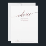 Elegant Guld Calligraphy Bröllop Rådkort<br><div class="desc">Det här telefonjokertecknet för ro guld i elegant är perfekt för ett enkelt bröllop och kan användas för alla händelser. Den rosan har en minimalistisk poster som är dekorerad med romantisk och vismisk faux-folie av ro guld. Dessa rådgivningskort kan användas som ett alternativ till en gästbok för bröllopsmottagning, möhippa, babydusch...</div>