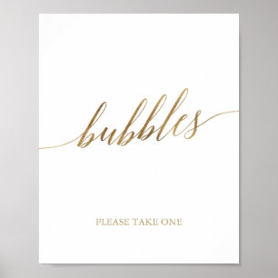 Elegant Guld Calligraphy Bubbles Sign Poster