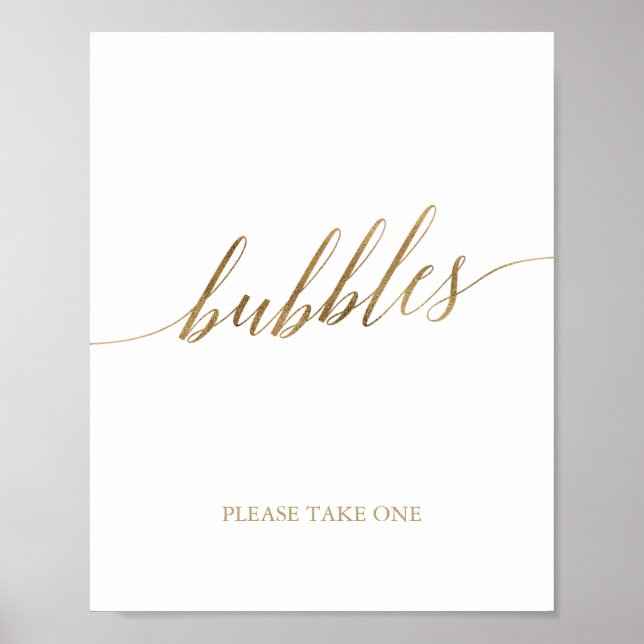 Elegant Guld Calligraphy Bubbles Sign Poster (Framsidan)
