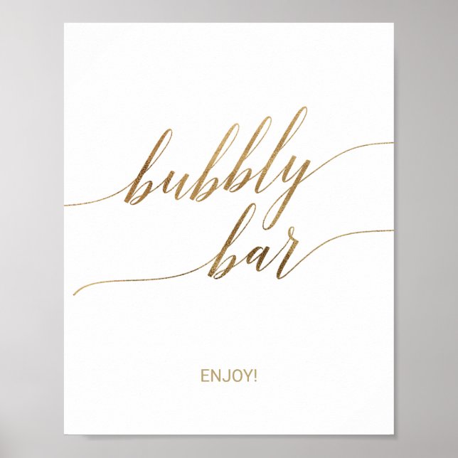 Elegant Guld Calligraphy Bubly Pub Sign Poster (Framsidan)