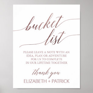 Elegant Guld Calligraphy Bucket List Sign Poster