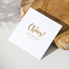 Elegant Guld Calligraphy Cheers Bröllop Napkins Pappersservett