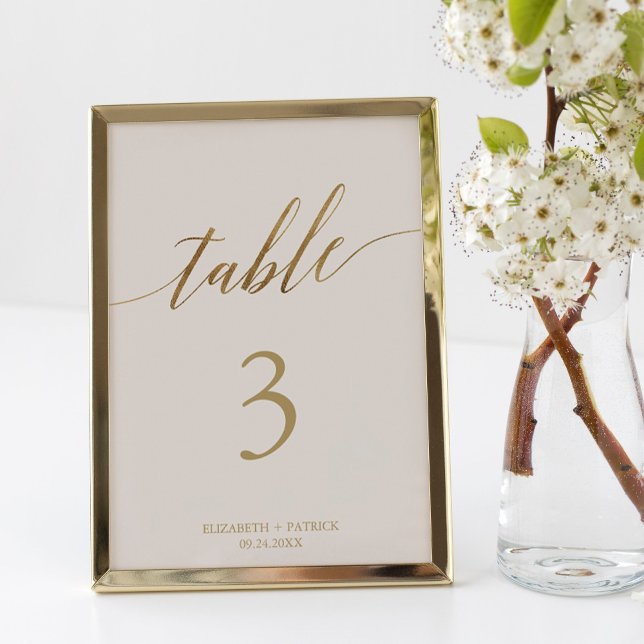 Elegant Guld Calligraphy | Elfenbenskustens Bordsn Bordsnummer (Skapare uppladdad)
