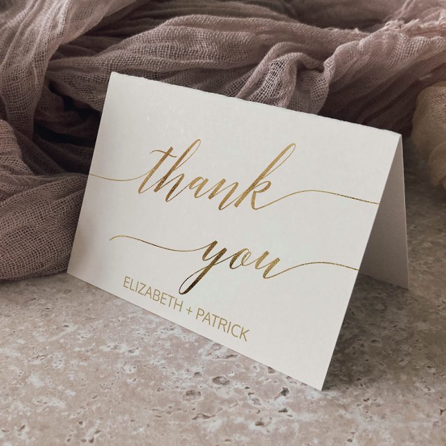 Elegant Guld Calligraphy | Elfenbenskustens tackko Tack Kort (Skapare uppladdad)