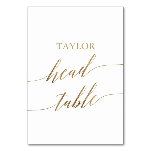 Elegant Guld Calligraphy Family Head Bordsnummer (Framsidan)