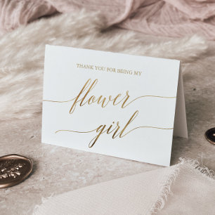 Elegant Guld Calligraphy Flower Girl Tack Kort