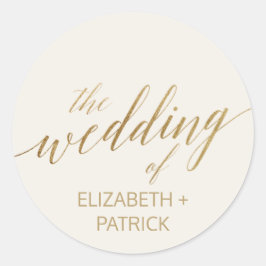 Elegant Guld Calligraphy | Förseglingar för elfenb Runt Klistermärke