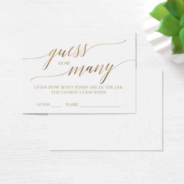Elegant Guld Calligraphy gissar hur många Kisses Visitkort (Skivbord)