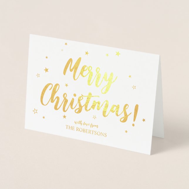 Elegant Guld Calligraphy God jul Foil Card Folierat Kort (Framsida)