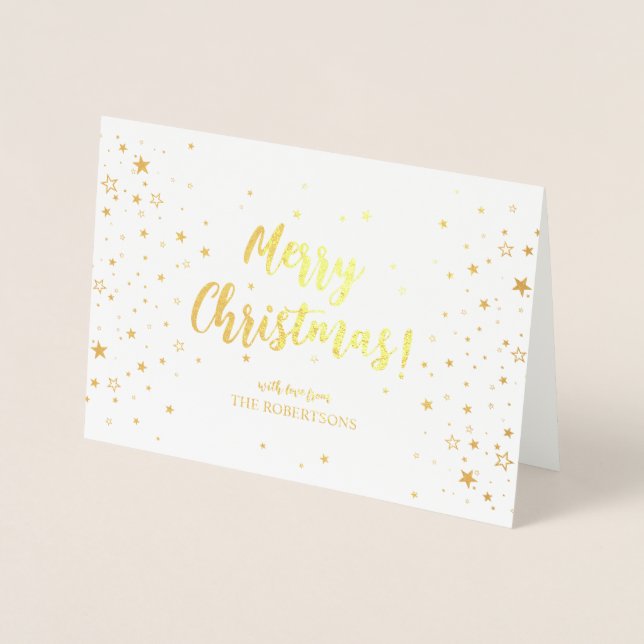 Elegant Guld Calligraphy God jul Foil Card Folierat Kort (Framsida)