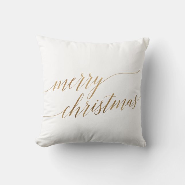 Elegant Guld Calligraphy God jul Kudde (Framsida)
