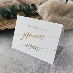 Elegant Guld Calligraphy Groomsman Tack Kort