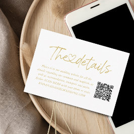 Elegant Guld Calligraphy Heart-information QR-kod Tilläggskort