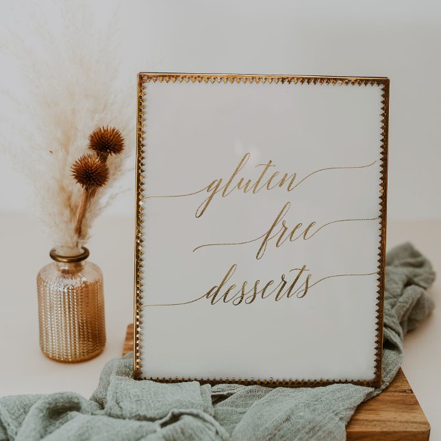 Elegant Guld Calligraphy Ivory Gluten Free Dessert Poster (Skapare uppladdad)