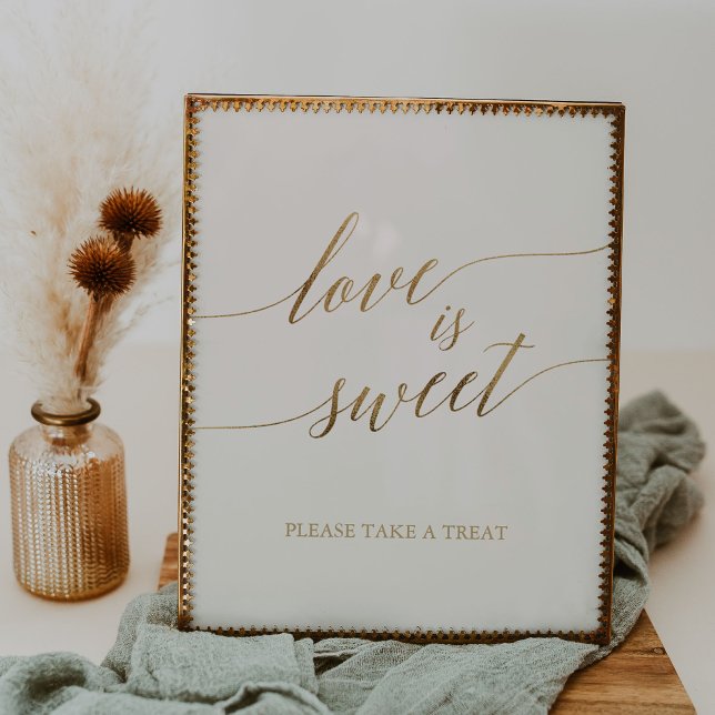 Elegant Guld Calligraphy Ivory Kärlek är ett svens Poster (Skapare uppladdad)