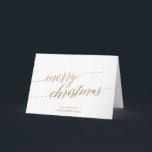 Elegant Guld Calligraphy julfirma Helgkort<br><div class="desc">Det här guld-kalligrafikortet för julklapp i elegant är perfekten till hälsning. neutralten har ett minimalistiskt helgdag-kort som är dekorerat med romantisk och visemisk faux-guld-folie. Anpassa kortet med ditt företag namn,  en hälsning,  medarbetaren namn och din logotyp.</div>