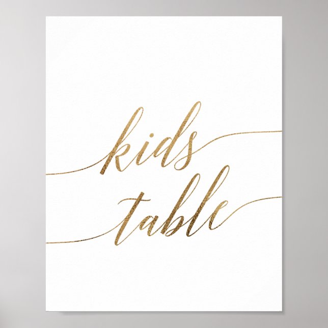 Elegant Guld Calligraphy Kids Bord Sign Poster (Framsidan)