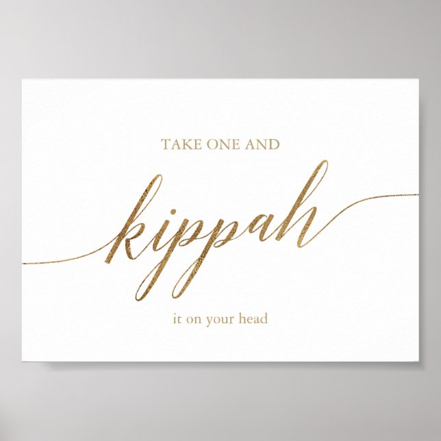 Elegant Guld Calligraphy Kippah Poster (Framsidan)