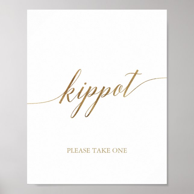 Elegant Guld Calligraphy Kippot Poster (Framsidan)