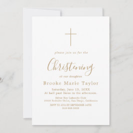 Elegant Guld Calligraphy Kor Christening Inbjudningar