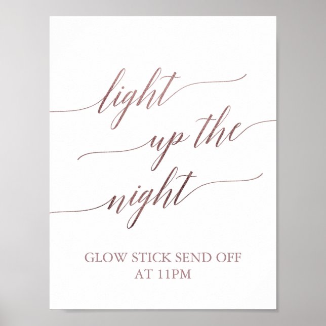 Elegant Guld Calligraphy Light UpNight Poster (Framsidan)