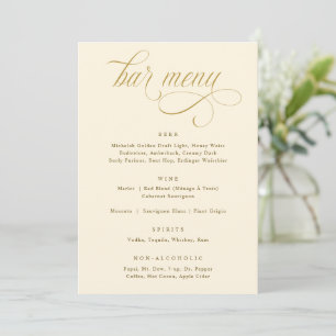 Elegant Guld Calligraphy Luxury Bröllop Pub Menu Meny