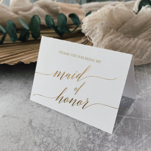 Elegant Guld Calligraphy Maid of honor Tack Kort