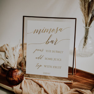 Elegant Guld Calligraphy Mimosa Pub Sign Poster