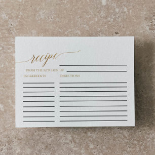 Elegant Guld Calligraphy Möhippa Recept Cards Vykort