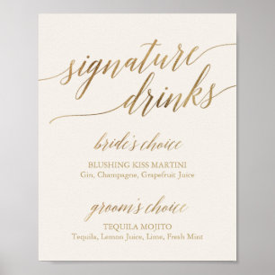 Elegant Guld Calligraphy Namnteckning elfenbensd Poster
